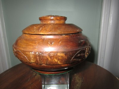 VERY RARE KULANI PRISON, HAWAII, CARVED COVERED KOA WOOD BOWL