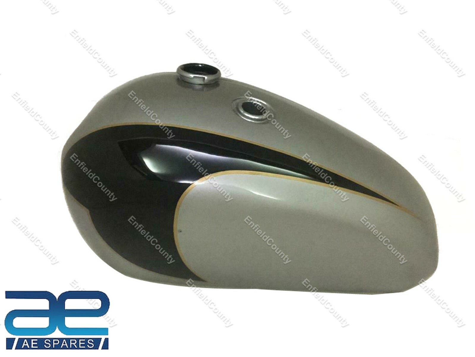 For Triumph T140 Silver & Black Painted Oif Steel Petrol Fuel Tank With Cap