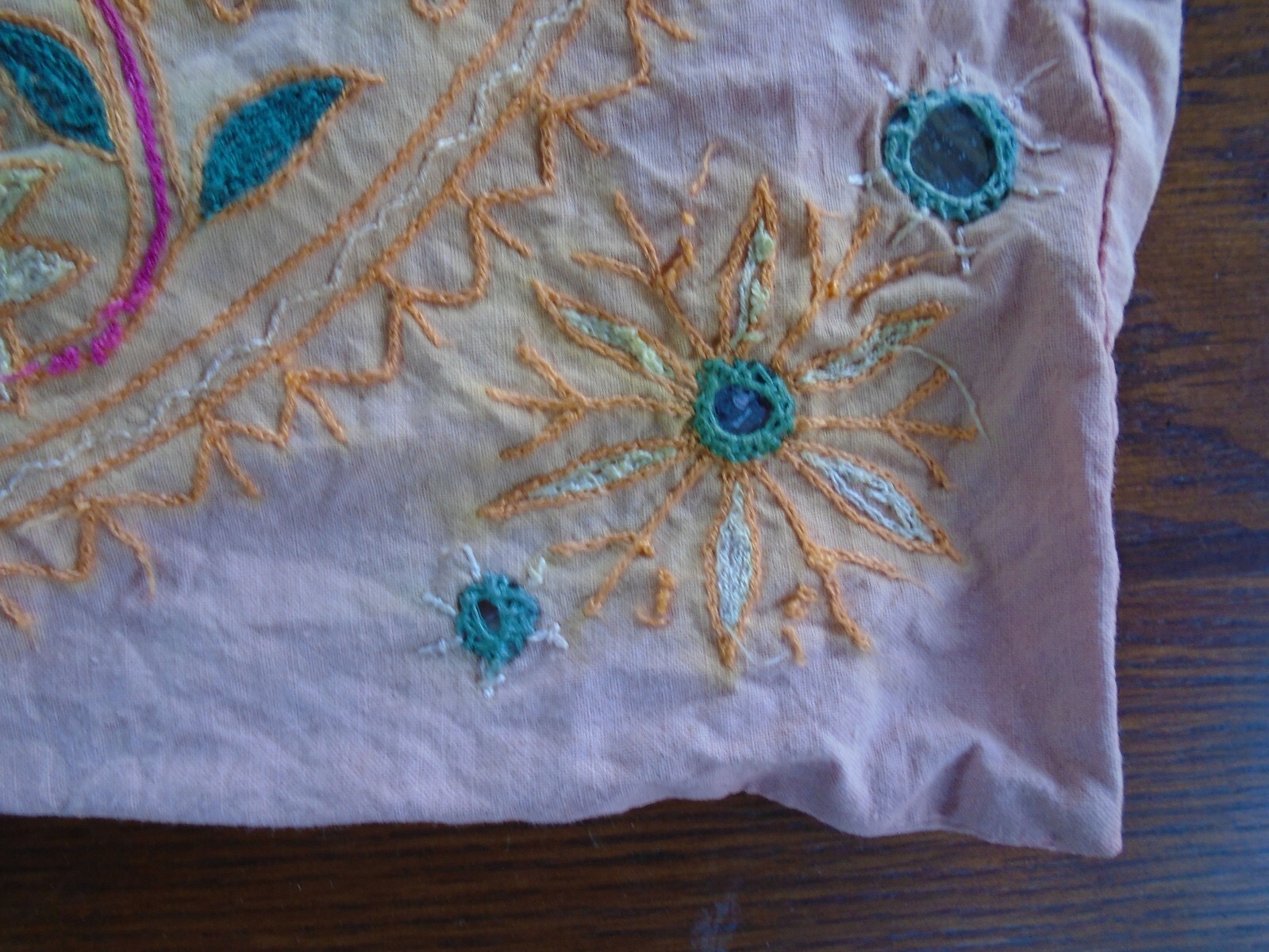 vintage India pillow case with mirrors