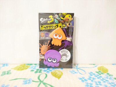 Splatoon 3 Hair Clip Hair Accessory Orange Squid Purple Octopus 2pcs Brand New!
