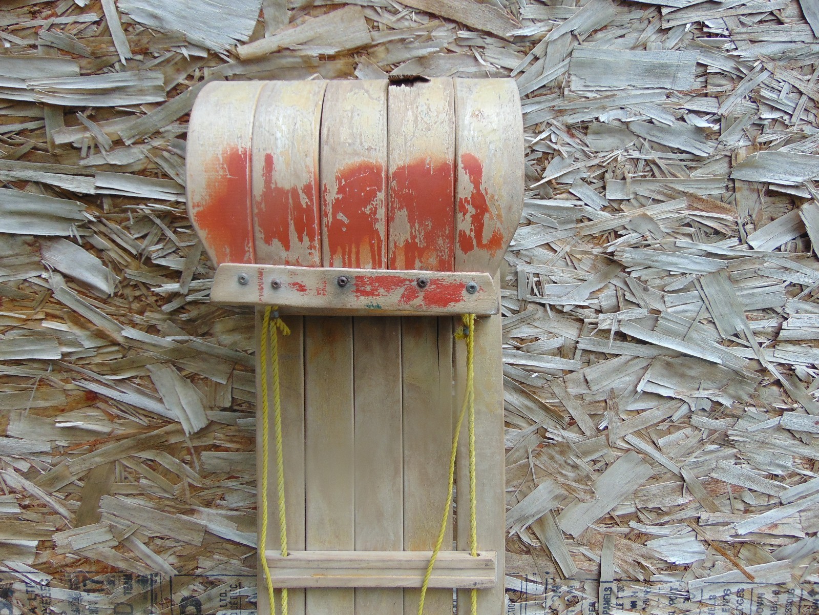 vintage wooden snow toboggan slep  34