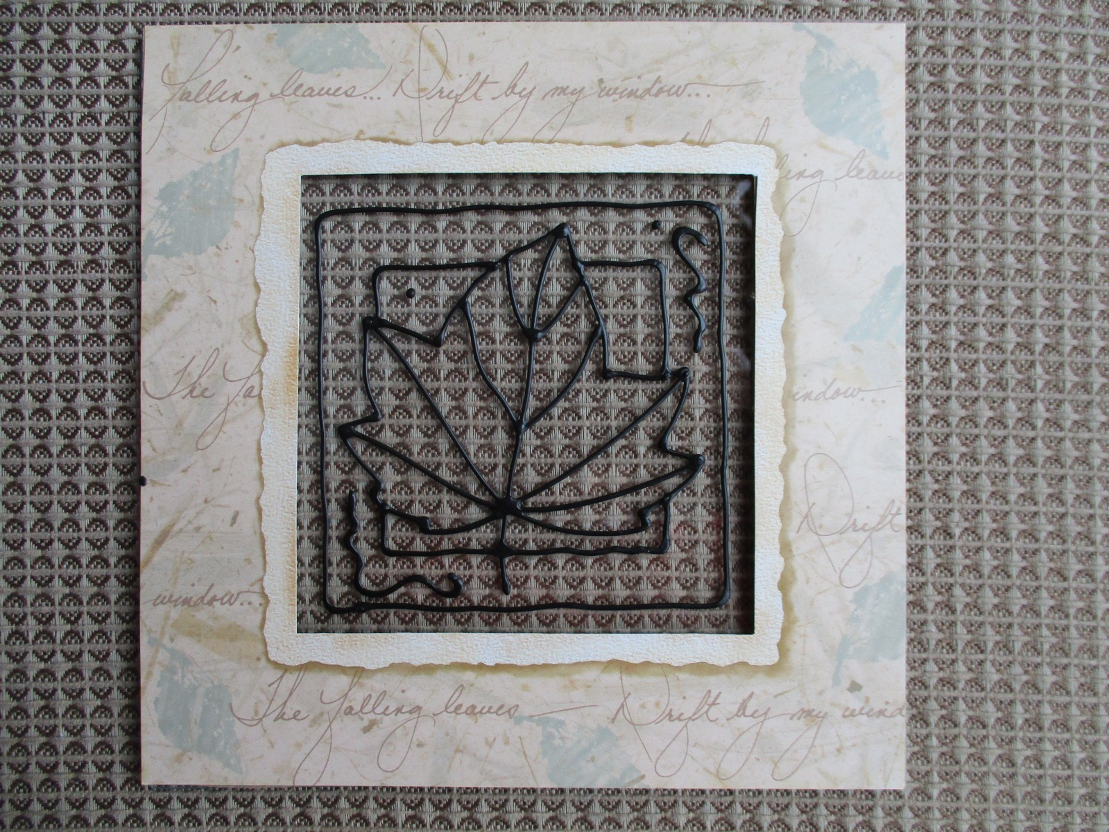 Vintage 2000 Dimensions Glass Art Craft Painting Kit ~ Leaf w mat 8 x 8