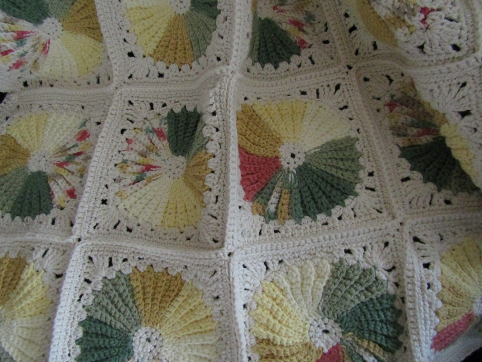 NEW HAND CROCHET MULTI COLLOR MOTIF  COTTON  AFGHAN LAP BLANKET THROW