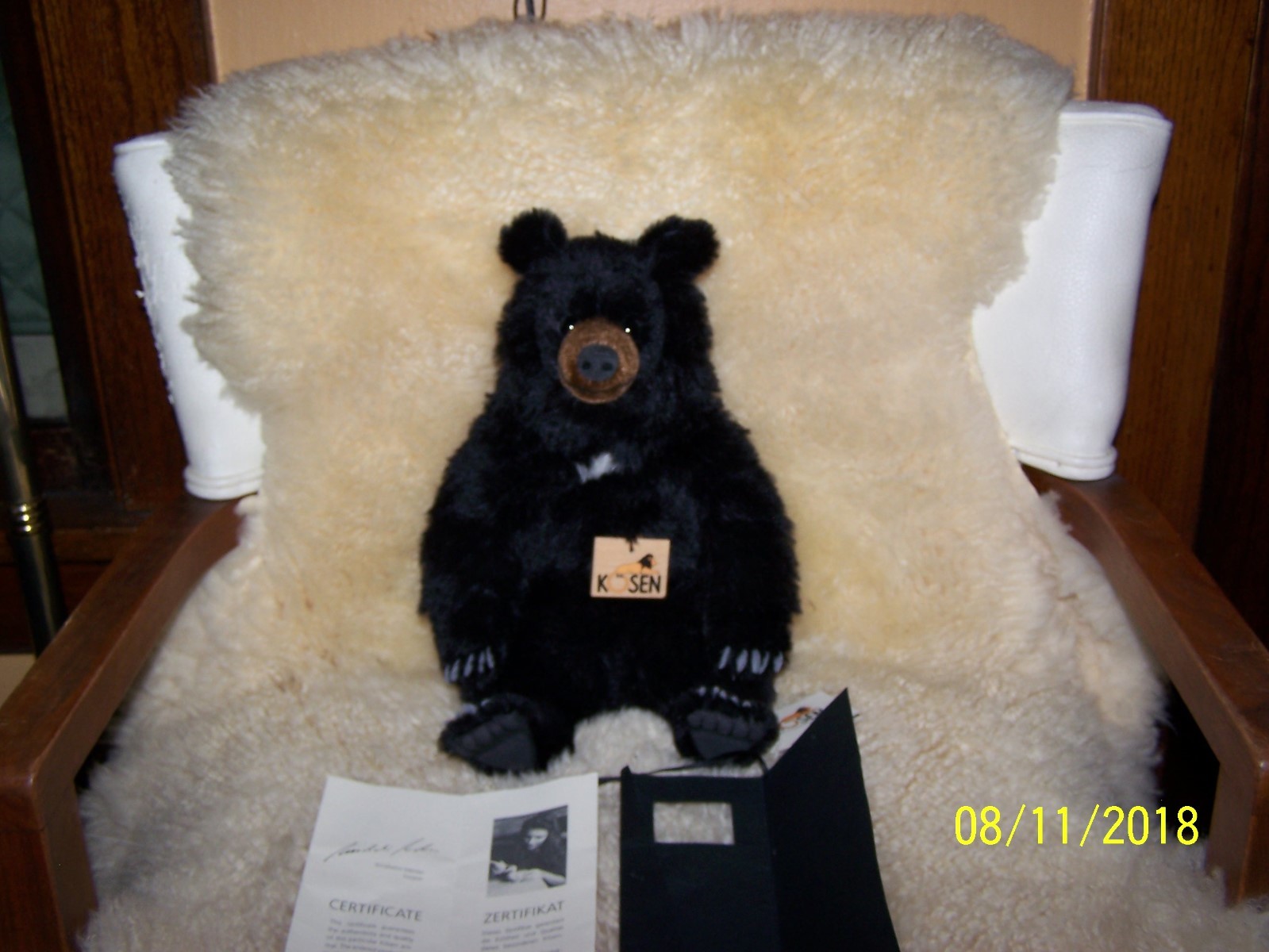 Kosen Mohair Black Bear #427 out 1000 made Worldwide, Brand New w/authentic Cert