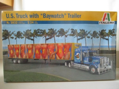 ITALERI U.S TRUCK WESTERN STAR SEMI TRUCK BAYWATCH BOX TRAILER MODEL KIT