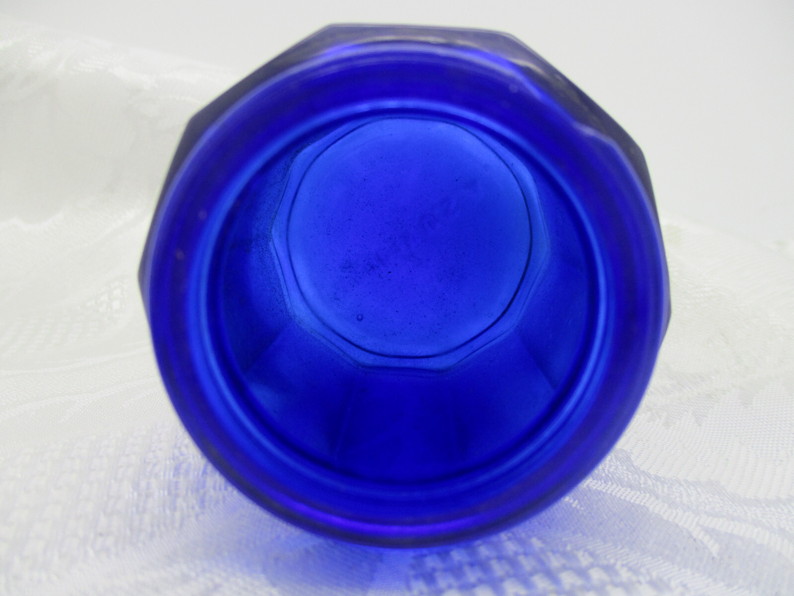 ANTIQUE VINTAGE CO-RE-GA DENTURE ADHESIVE COBALT BLUE GLASS PENCIL SHARPENER JAR