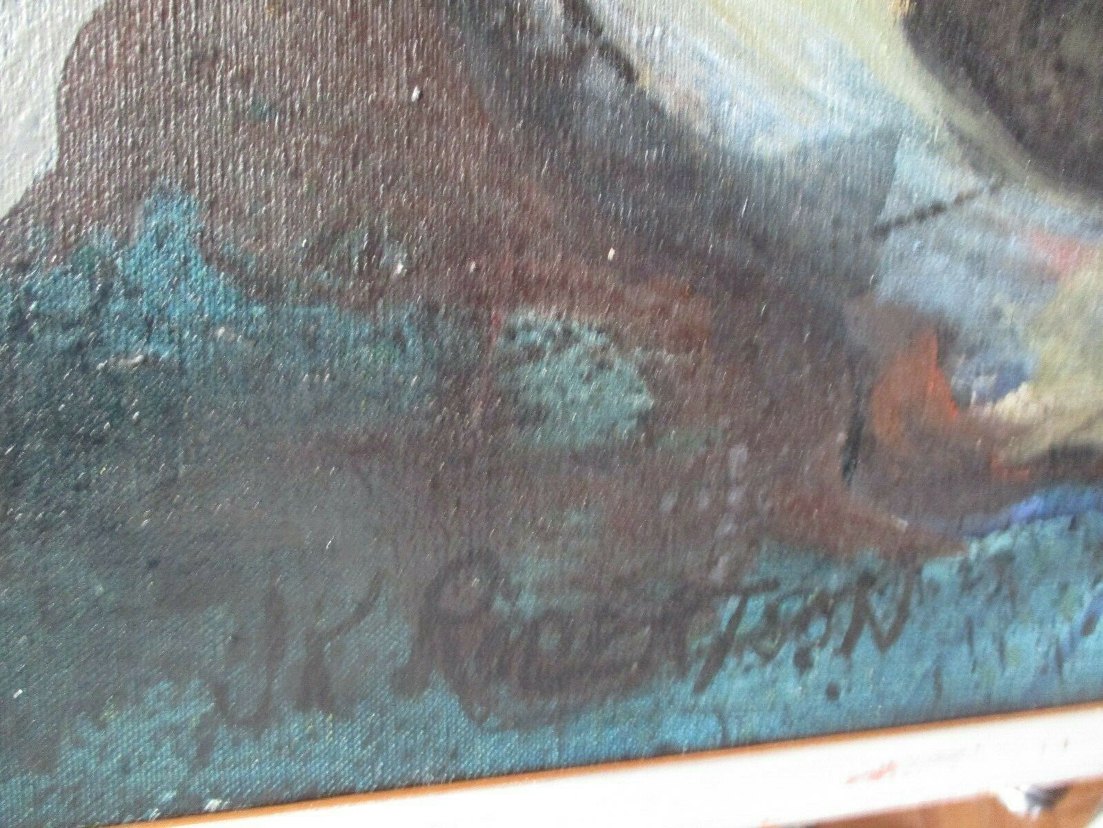 MYSTERY PAINTING ABSTRACT MODERNIST SIGNED  SAMURAI  EXPRESSIONISM EXPRESSIONIST