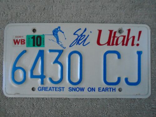 Utah 1985 Vintage License Plate Ski Utah 1991 Weber Sticker Snow Basin FREE SHIP