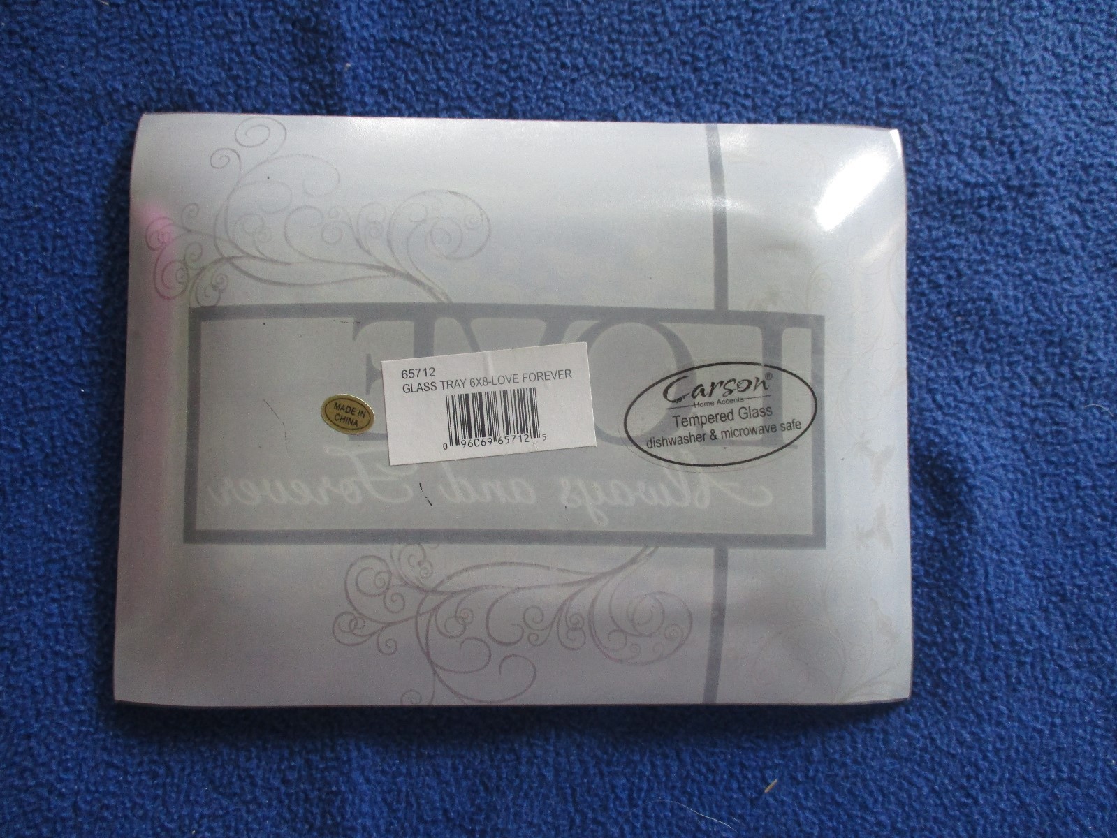 Carson Glass Love Always and Forever tray.  6 x 8 tempered microwave dishwasher