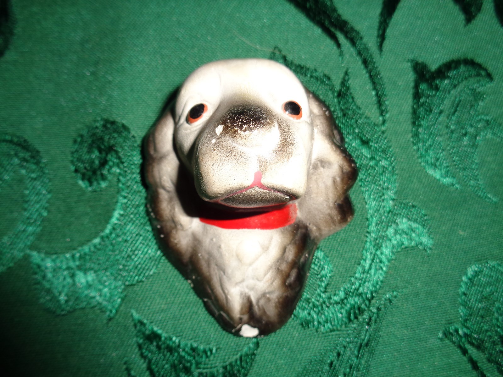 Vintage Set Of 2 Black And White Cocker Spaniels Chalkware Heads