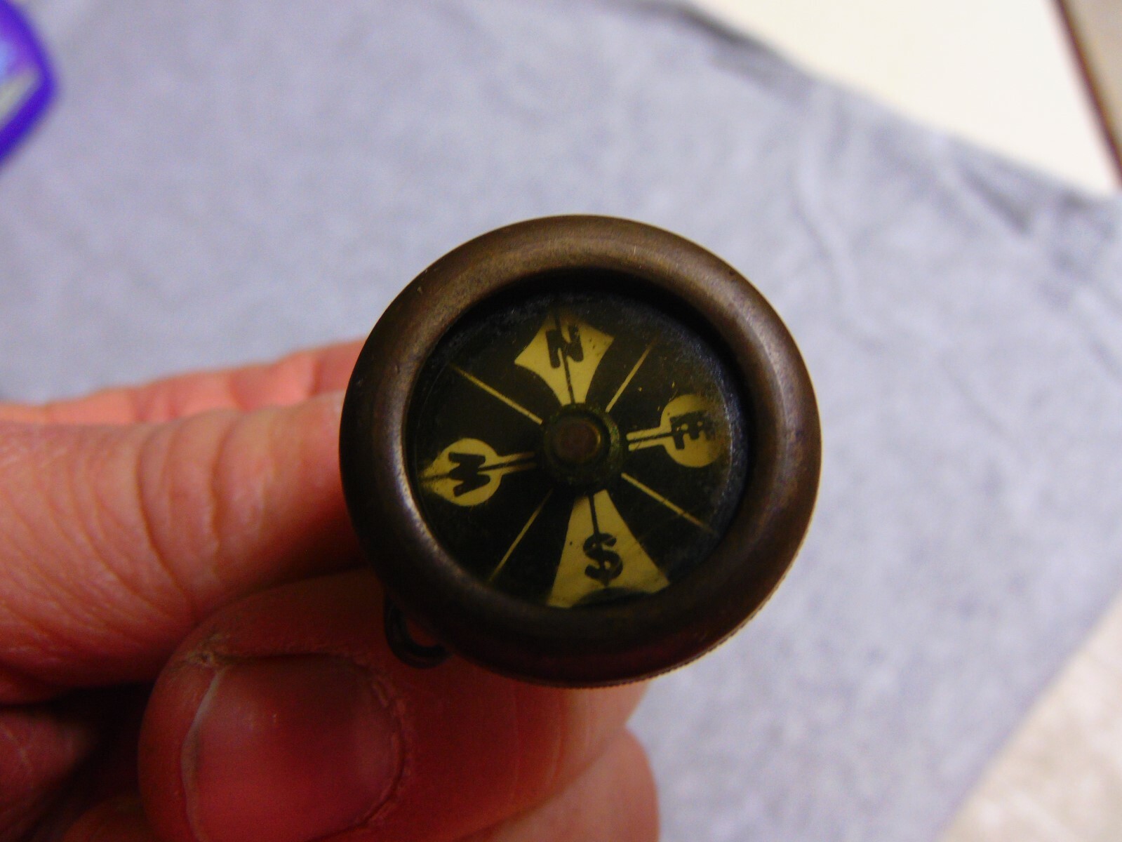 Vintage MARBLES brass pin-on COMPASS. Hunting. Gladstone, Michigan