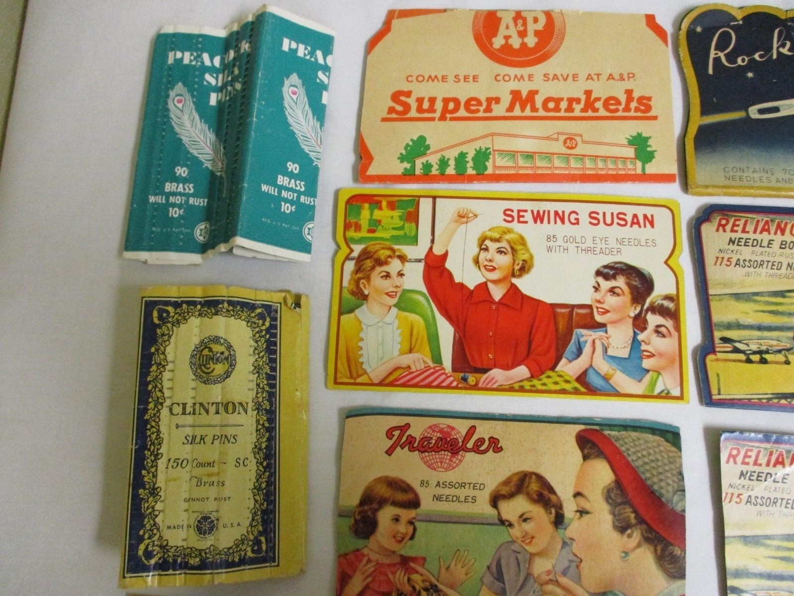 11 Vintage Cardboard Advertising Needle Folders - Traveler-Rocket-Reliance-Boye
