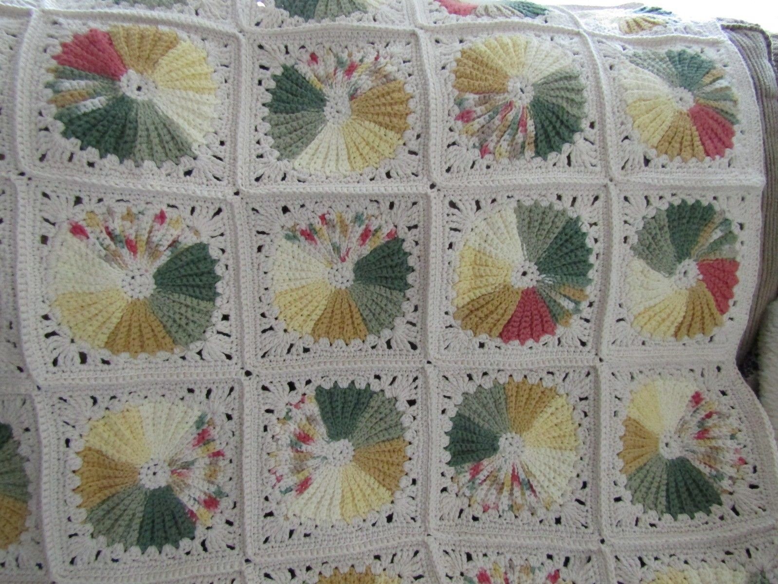 NEW HAND CROCHET MULTI COLLOR MOTIF  COTTON  AFGHAN LAP BLANKET THROW
