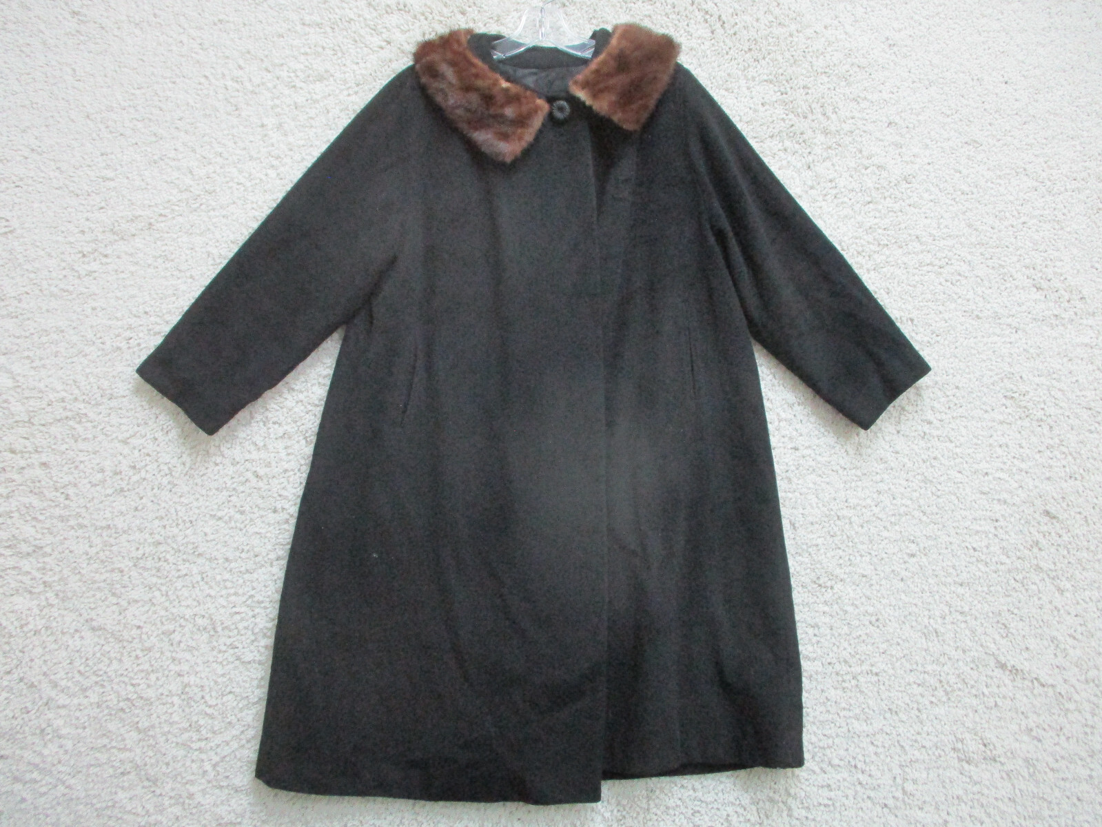 VINTAGE Jordan Marsh Coat Jacket Large Black Pockets 100