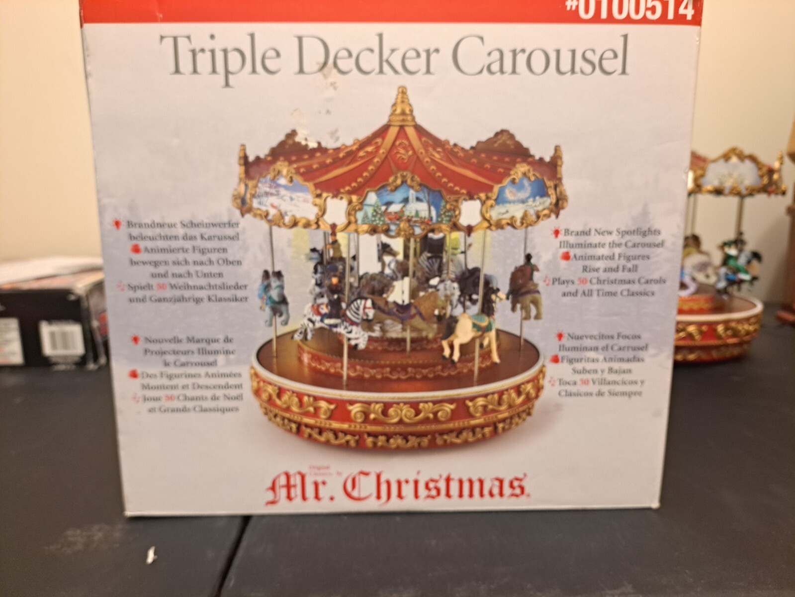 Mr. Christmas Triple Decker Carousel Animation Music Lights
