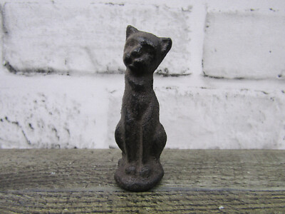 Fun Tiny Wee Miniature Rustic Primitive 3'' Cast Iron Stylized Kitty Cat Figurine