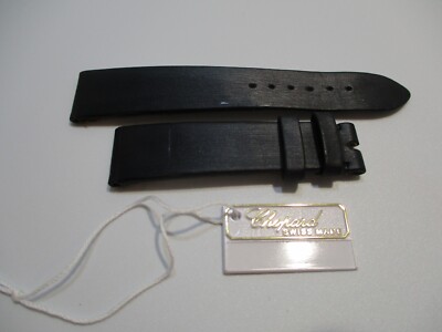 Genuine CHOPARD Black Satin on Leather 19mm x 16mm Watch Strap Bands 105/70 +Tag