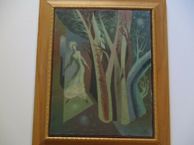 Mid Century Modern Painting Possibly Russian Surreal Cubism Modernism Abstract