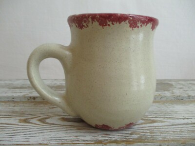 Vintage Sponge Wear Trim Flowers Pottery Mug Hand Painted Multi Color