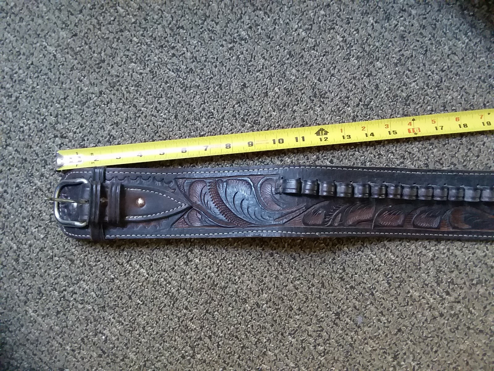 Western gunbelt and holster very heavy brown leather sz 36 to 40