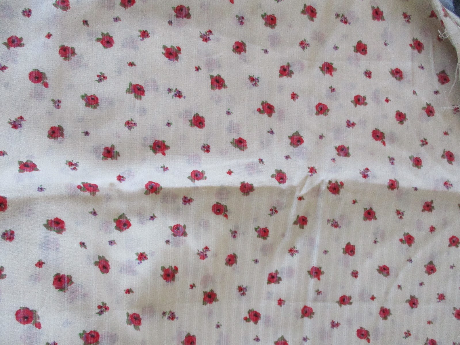 Vtg Cranston Print Red Purple Rose Cotton Fabric Slightly Sheer Doll Dress 3y,22