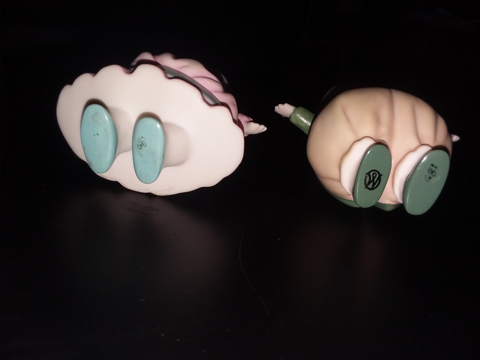 VINTAGE  BISQUE PORCELAIN 4 INCH Set of Happy Fats Dolls JOINTED ARM FIXED LEGS