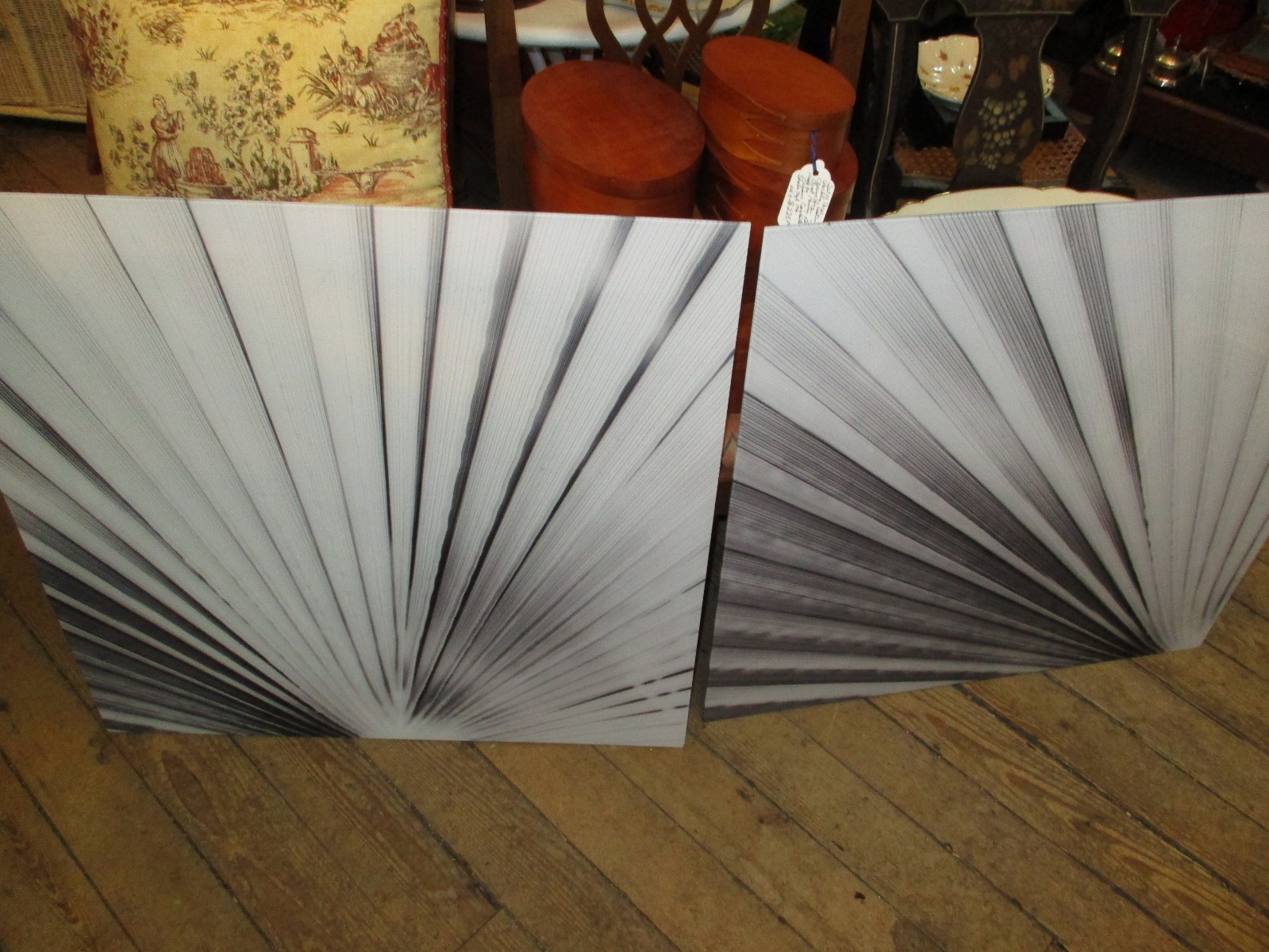 Pair Of Modern Geometric Design Photographs Framed In Acurillic
