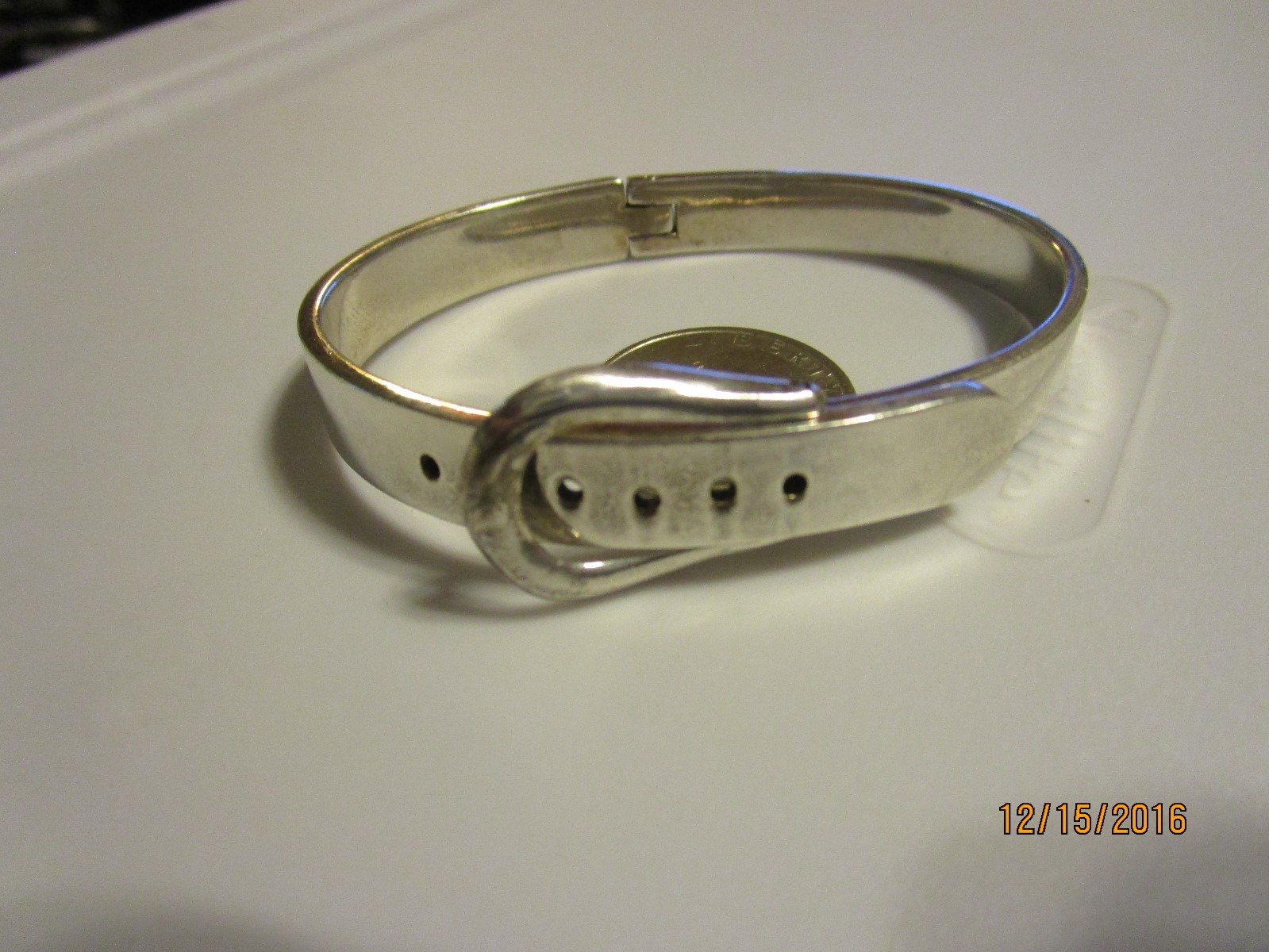 アクセサリー interim TAXCO SILVER BELT BRACELET Large 925 Taxco Sterling Silver Hinged Belt Buckle Bracelet