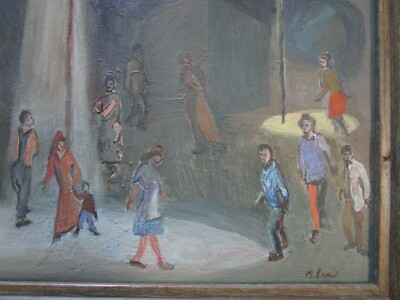  Loew PAINTING ORIGINAL WPA ARTIST URBAN MODERNIST NIGHT EXPRESSIONISM NOCTURN