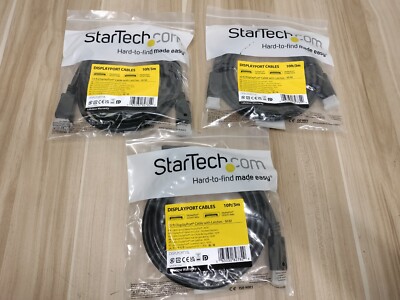 (LOT OF 3) STARTECH.COM 10FT (3M) DISPLAYPORT CABLE (DISPLPORT10L)