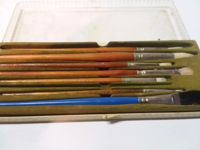 Lot Vintage Watercolor Artists Paint Brushes In Plastic Case