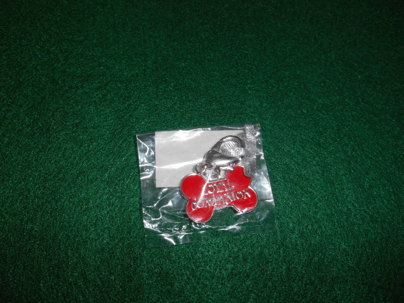 Dog Key Tag Charm Red Enamel & Silver Bone Shape