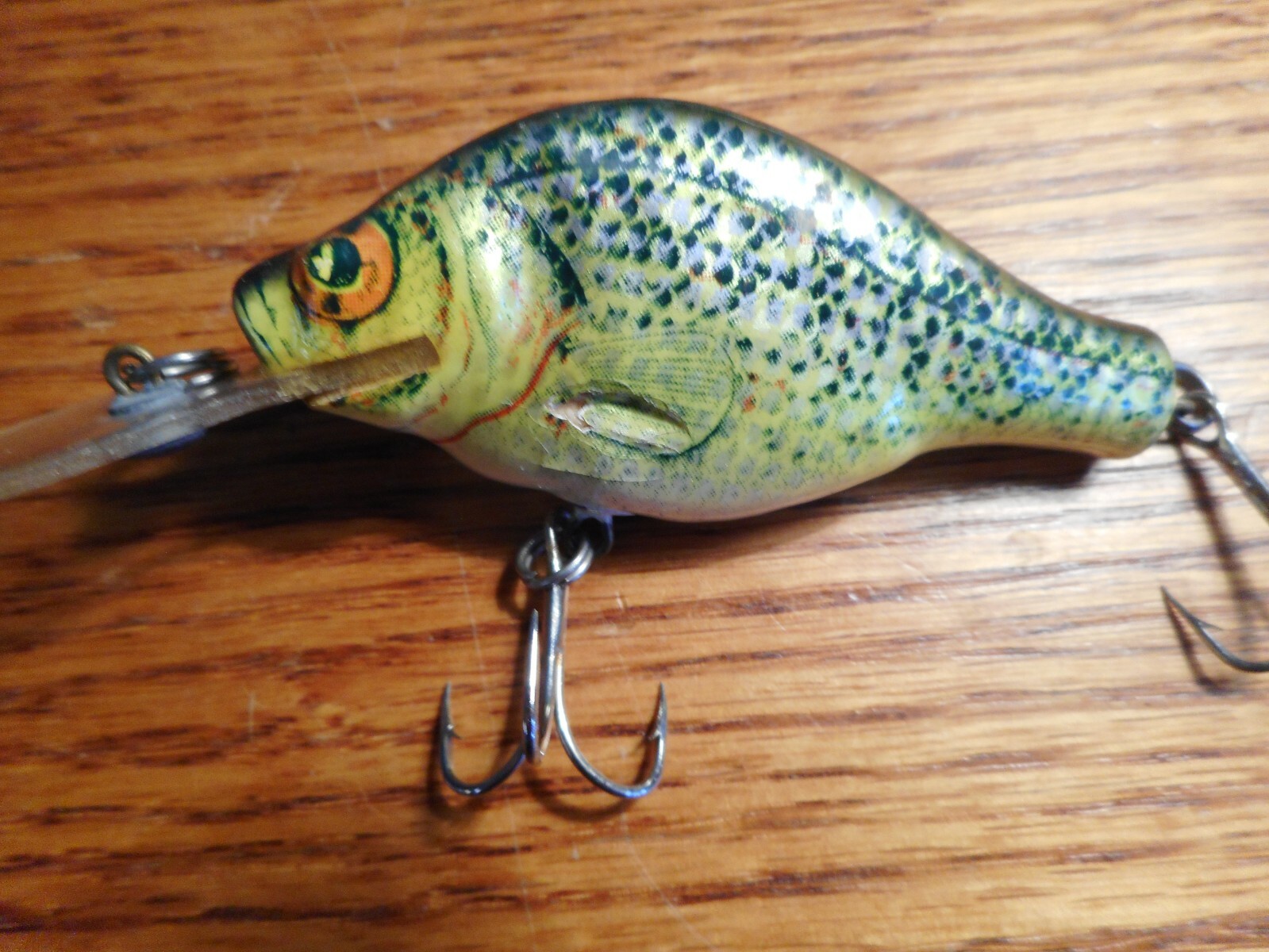 NICE Rare Vintage Bagley Balsa Wood Small Fry Crappie on Chart Old