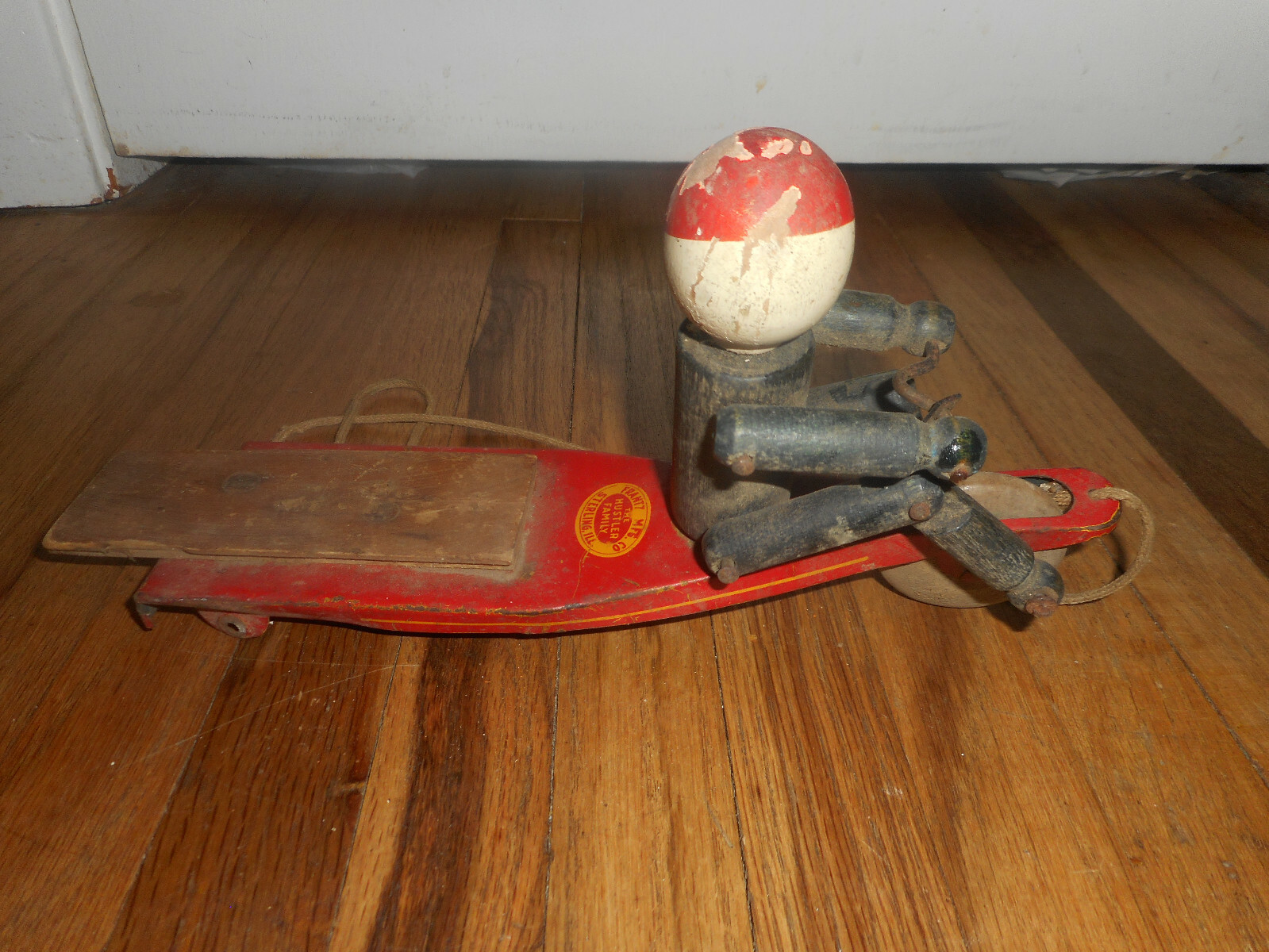Vintage Frantz Toy Hustler Service Delivery Wagon Wood Pull Toy Parts Repair