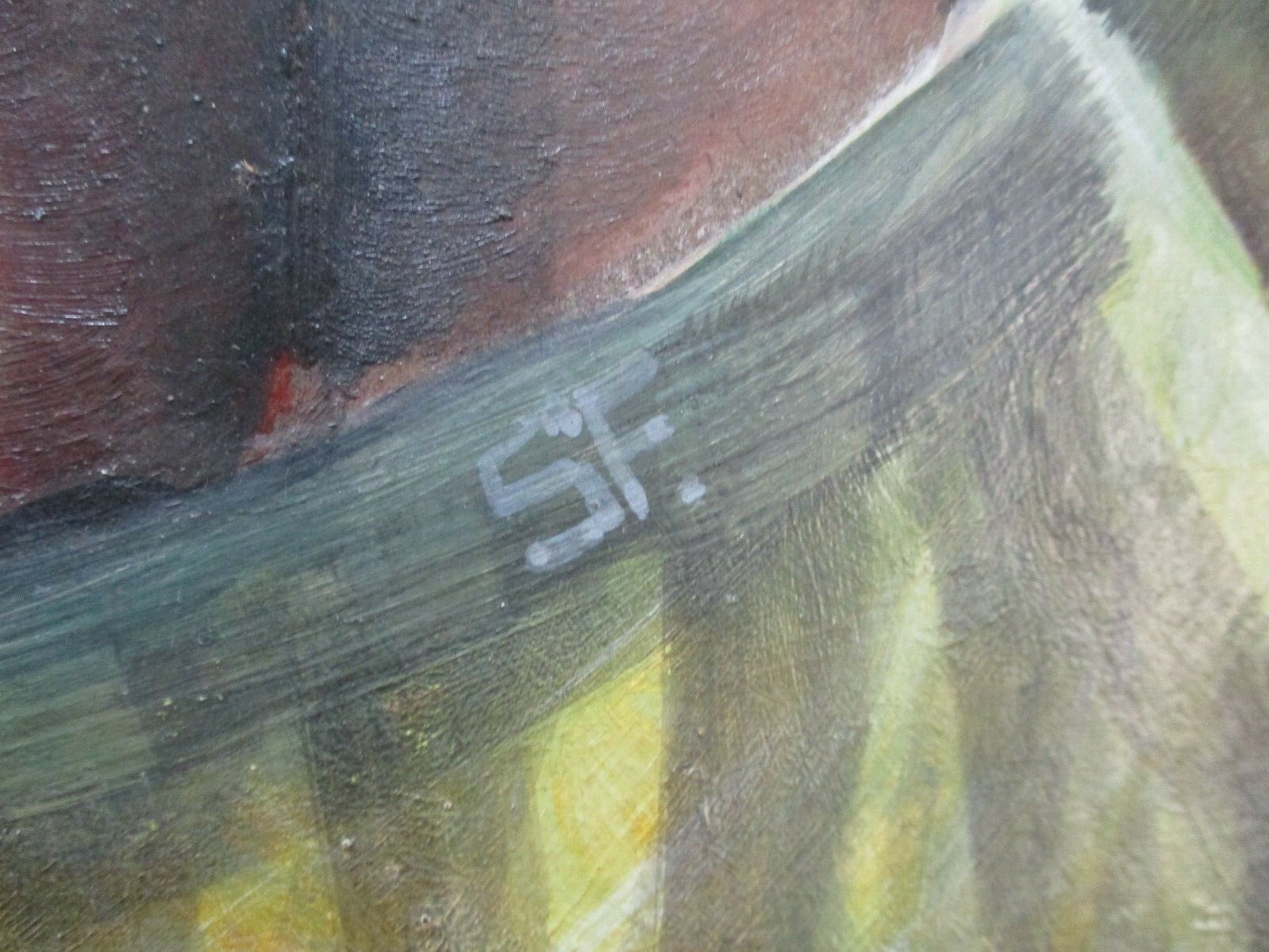 MID CENTURY ABSTRACT PAINTING CUBIST CUBISM MODERNISM INSTRUMENTS MUSIC SIGNED