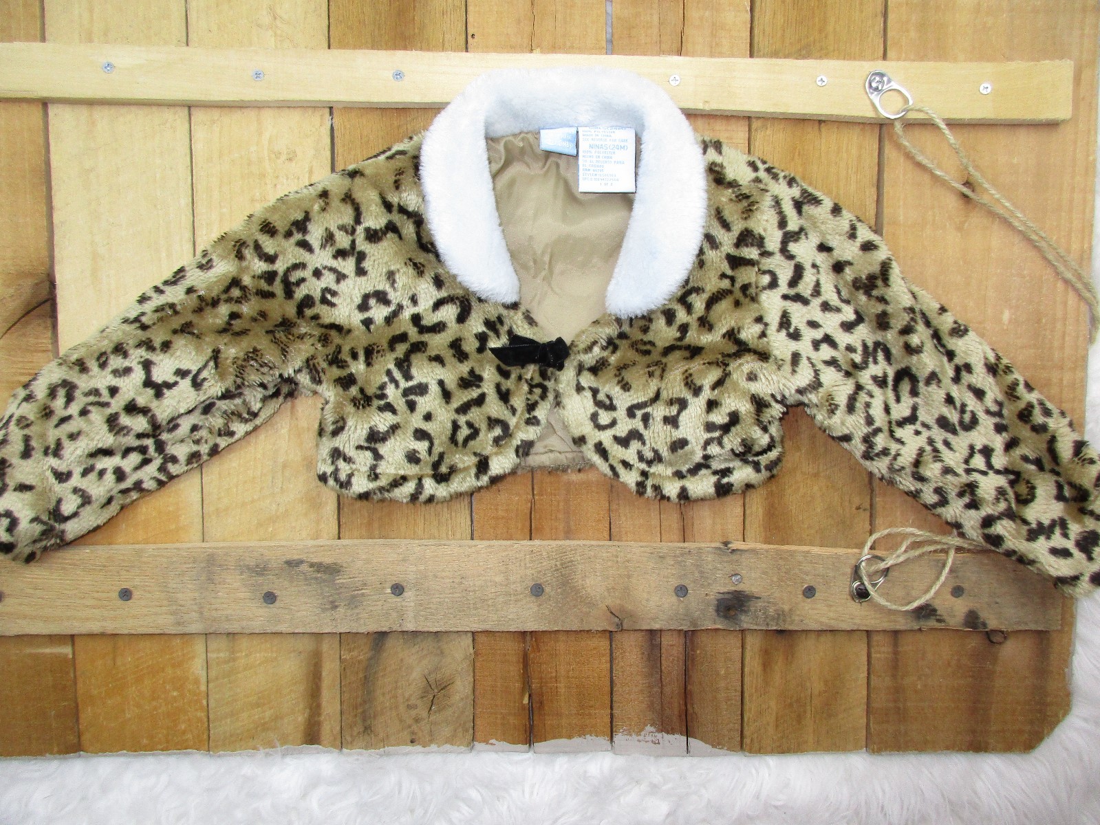 Disney Girls size 24 Months Cheetah Animal Print Faux Fur Coat BH104