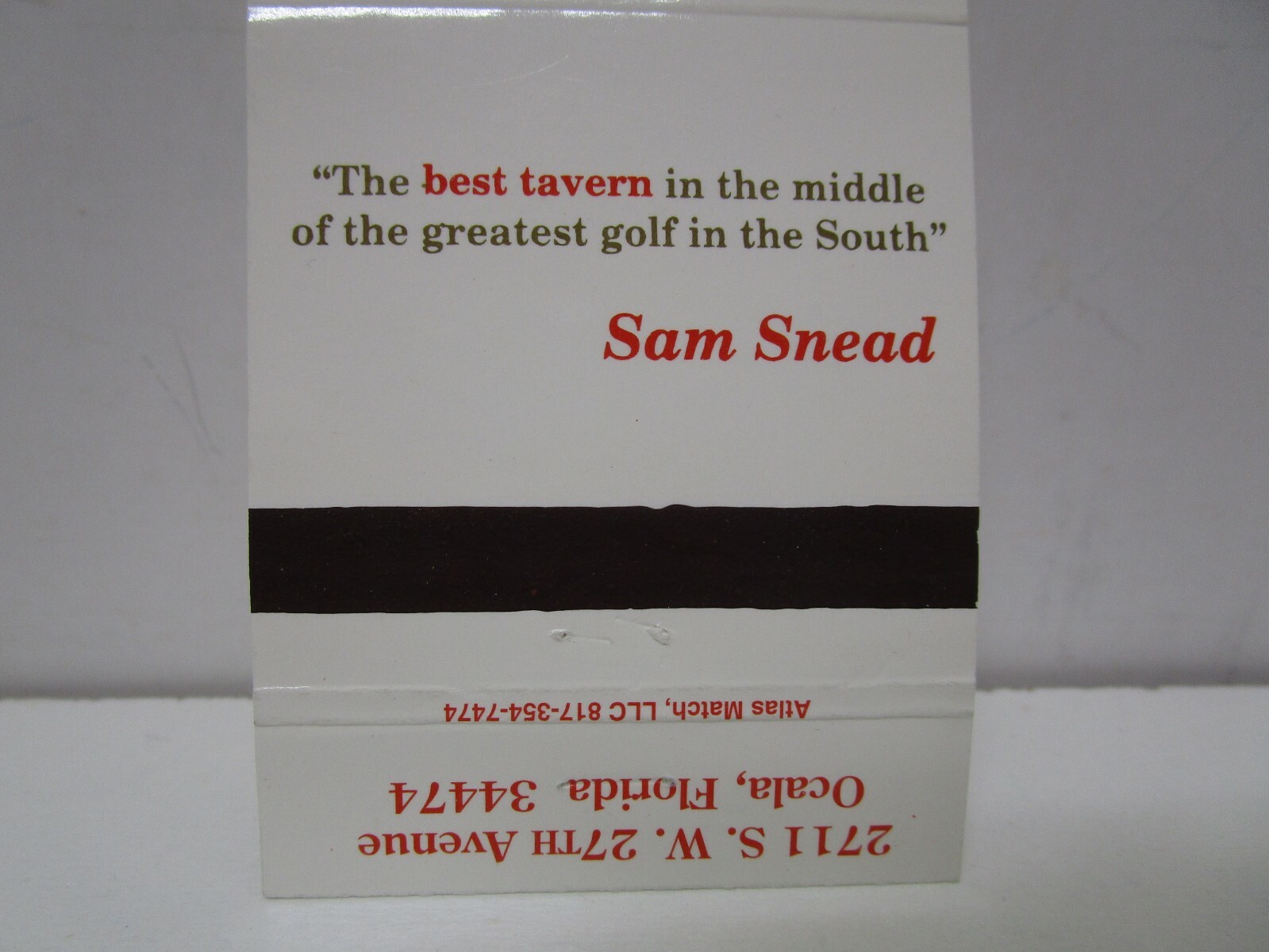 Sam Snead's Tavern, Ocala, Florida Matchbook Cover - PGA Golfer