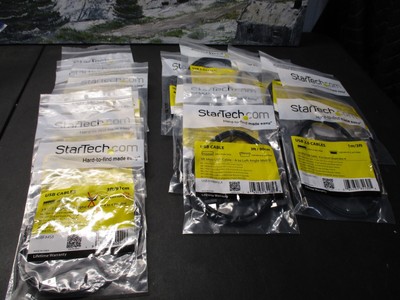 10 StarTech USB2HABM3LA 3 ft. Left Angle Mini USB Cable AND 6 STRAIGHT USBA4S3