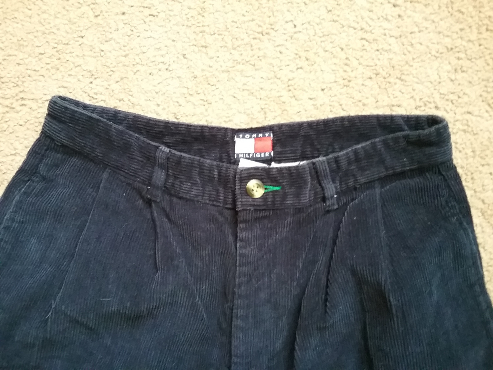 Excellent TOMMY HILFIGER Boys 14 Blue Pleated Corduroy Pants 100% Cotton