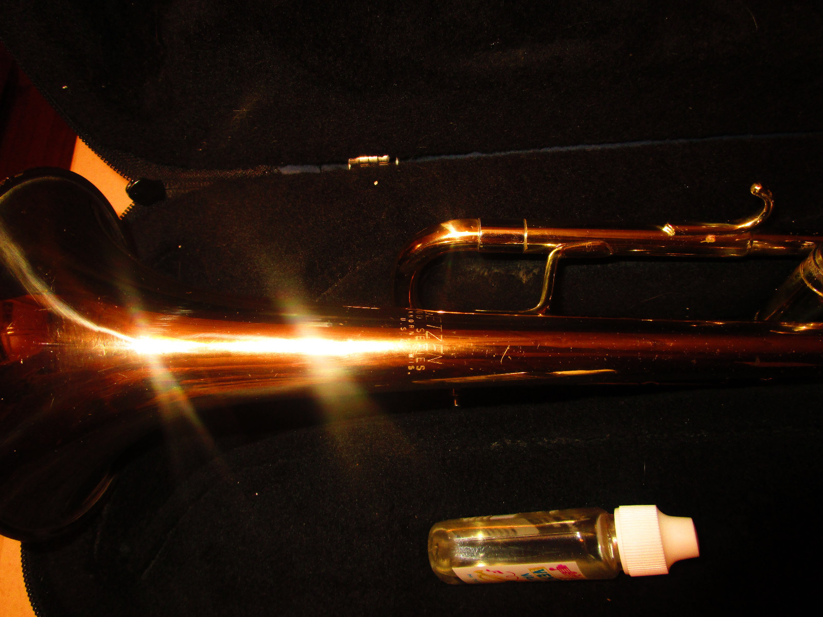 GETZEN SERIES 400 gold plated trumpet mute 7C MP case oil  SN R55147
