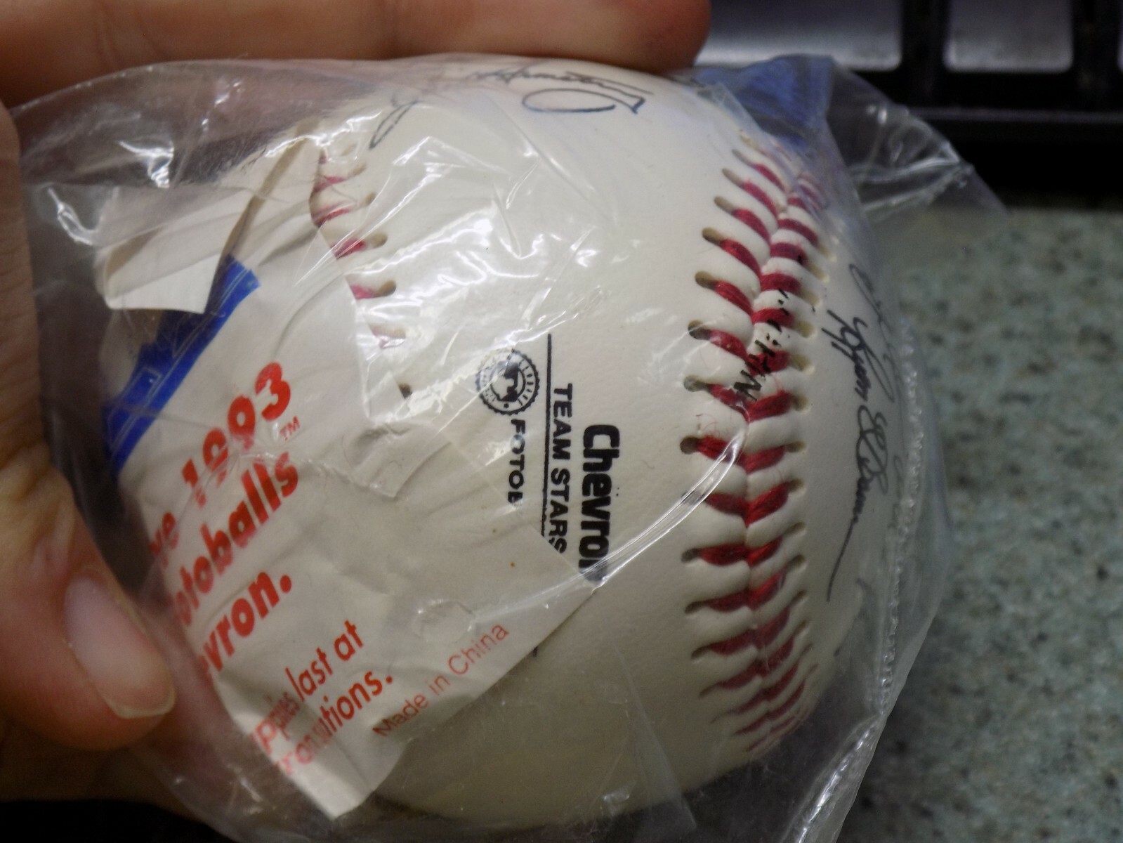 1993 Florida Marlins Inaugural Year FOTOBALL Ball PRINTED AUTOGRAPH CHEVRON