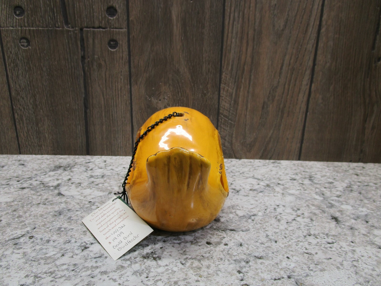 YELLOW BIRD BIRDFEEDER, PORCELAIN METAL, BIRDFEEDER