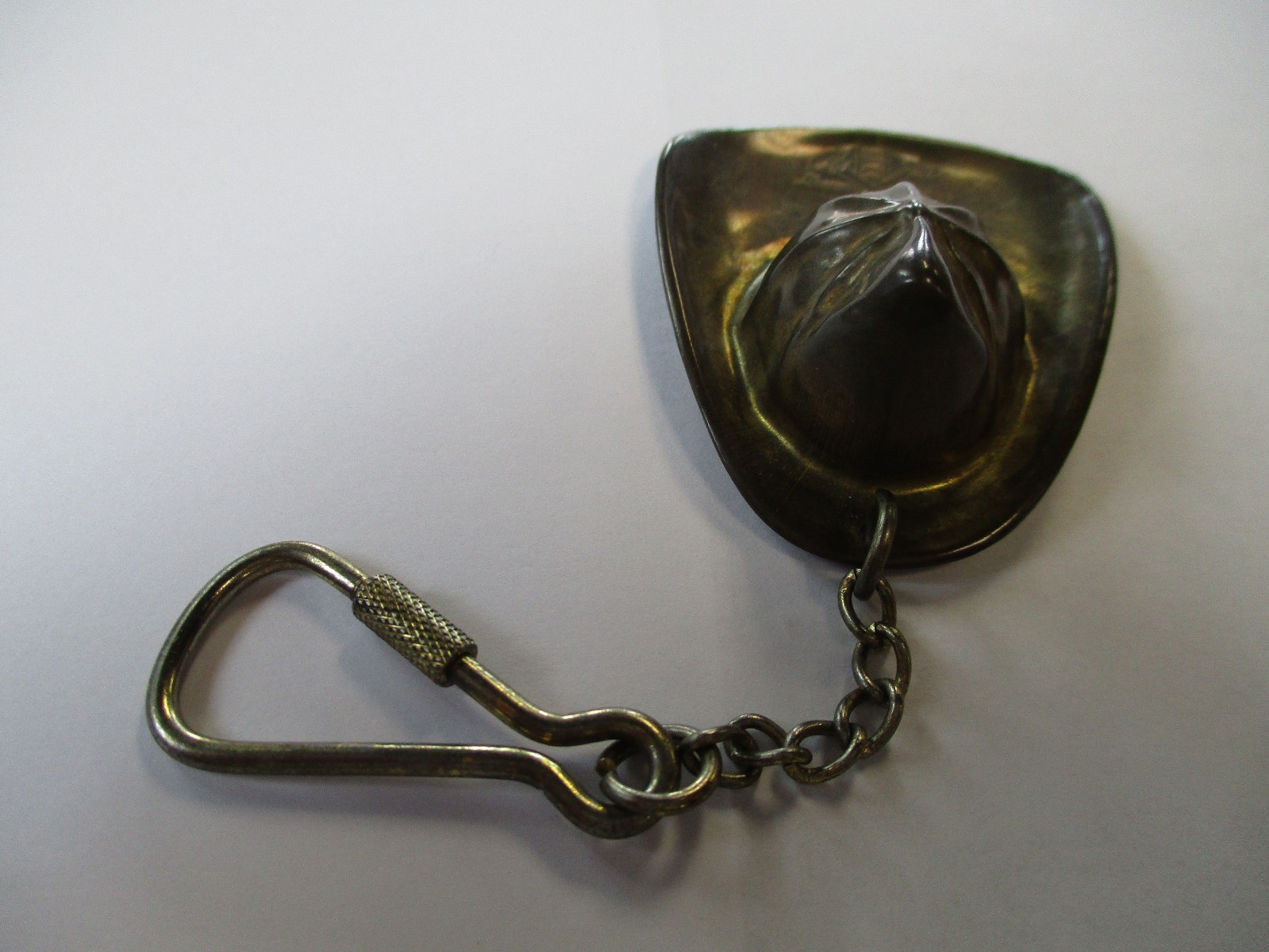 Vintage Rare Metal Fire Helmet Key Chain