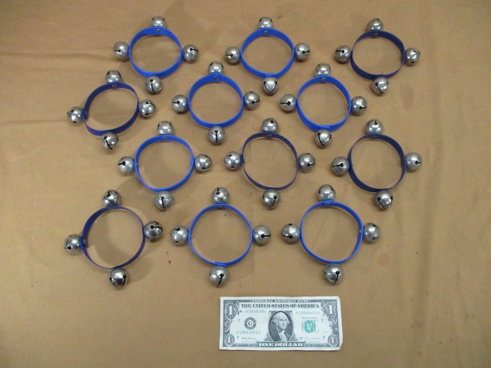 12 Rhythm Band Wrist Jingle Bell Straps on Wrist Dancing Bells Lot