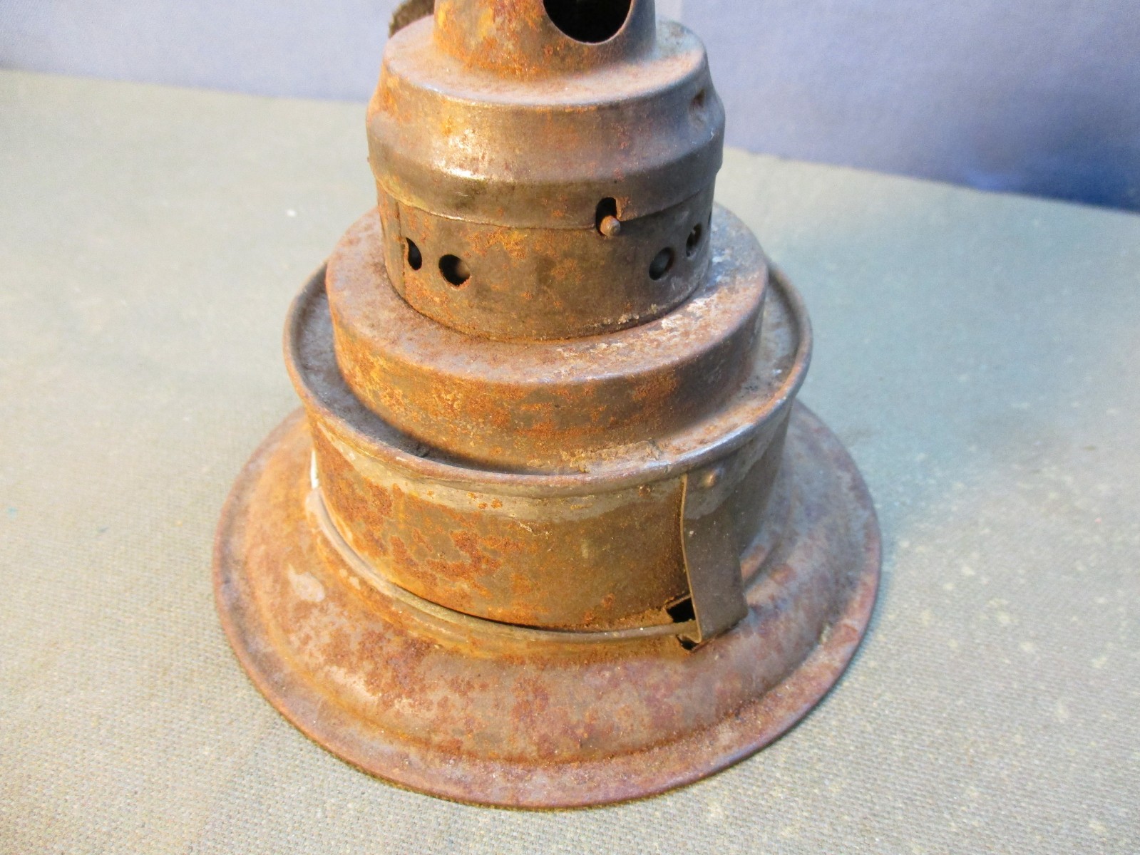 antique old LANTERN Fuel Pot and Burner part, pinch in type