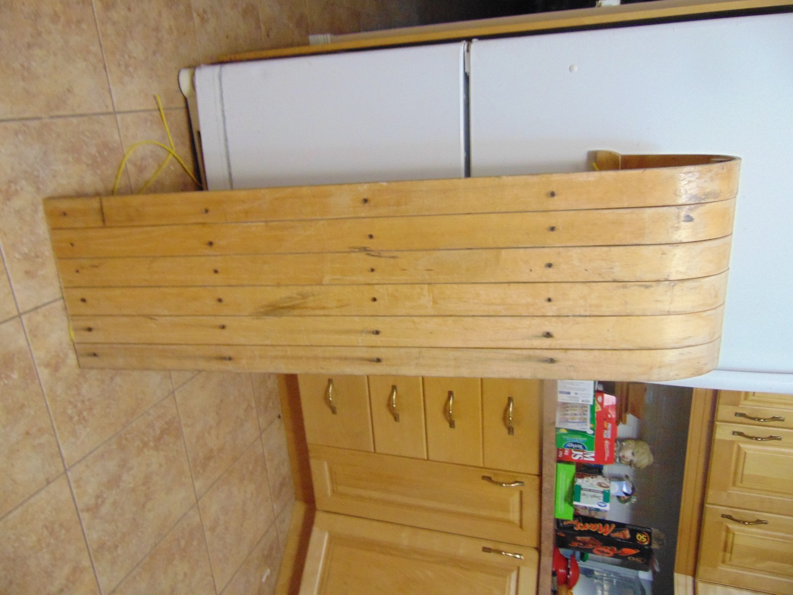 vintage wooden snow toboggan slep  48