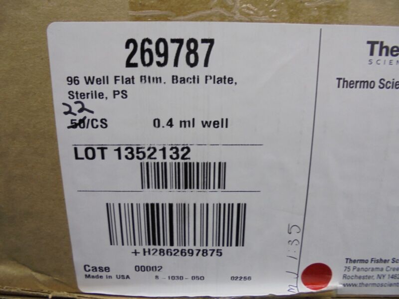 Thermo Scientific 269787 96 Well Flat Btm. Bacti Plate Sterile, Ps Lot Of 22