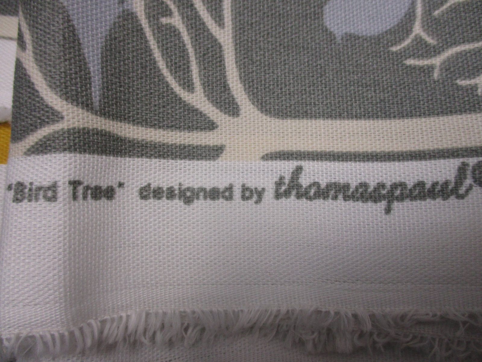 Suburban Home Duralee Gray Yellow Upholstery Fabric Bird Tree 2.5 Yds Thomaspaul