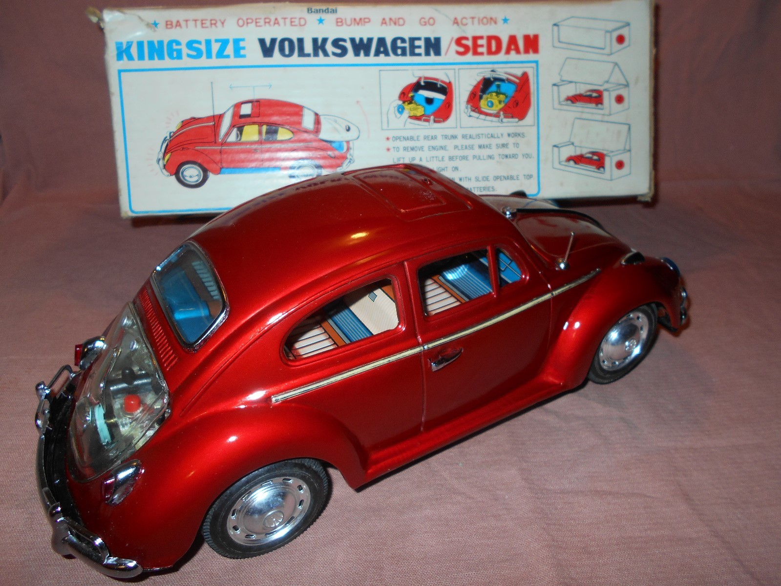 Vintage Tin Kingsize Bandai Volkswagon VW Battery Made Japan In Box Tin toy NICE