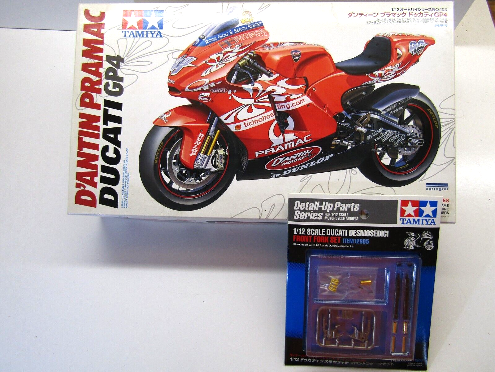 オートバイ・バイク TAMIYA D'ANTIN PRAMAC DUCATI GP4 1/12 Tamiya 1:12 Scale D'Antin Pramac Ducati GP4 Moto GP Model